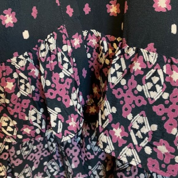 Free People Calico Skies Ruffle Button Down Midi Dress Floral Black/Purple XS - Picture 9 of 16